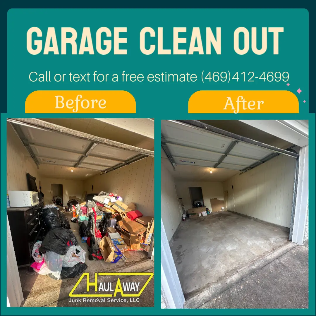 Dallas garage cleanout before and after — HaulAway Junk Removal