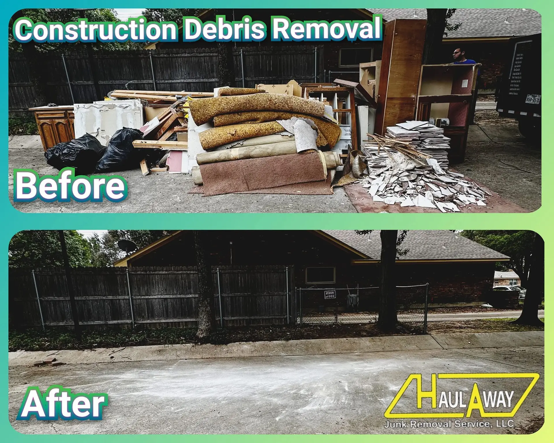 Irving junk removal — tiles and construction waste cleared