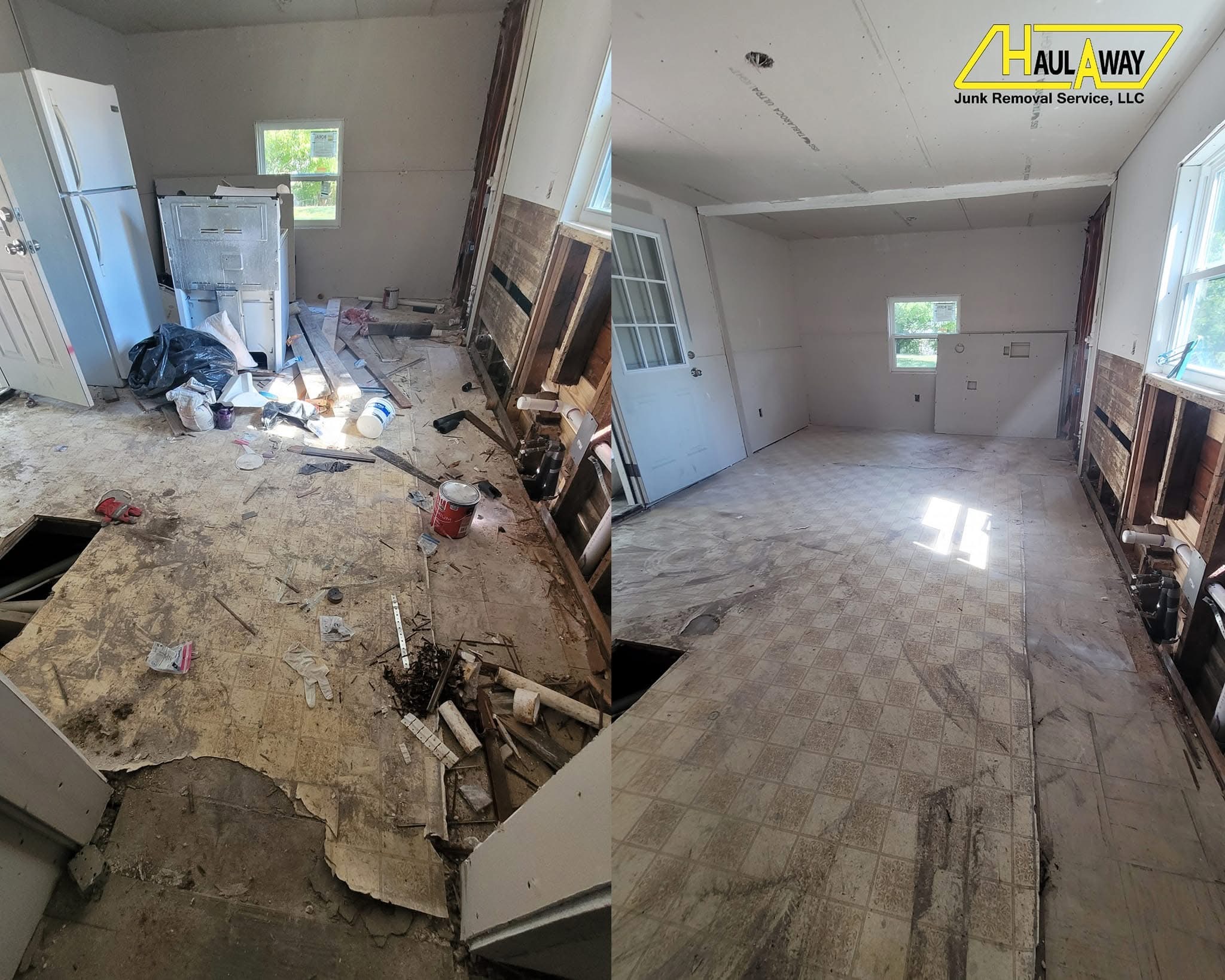 Dallas refrigerator removal — before and after by HaulAway