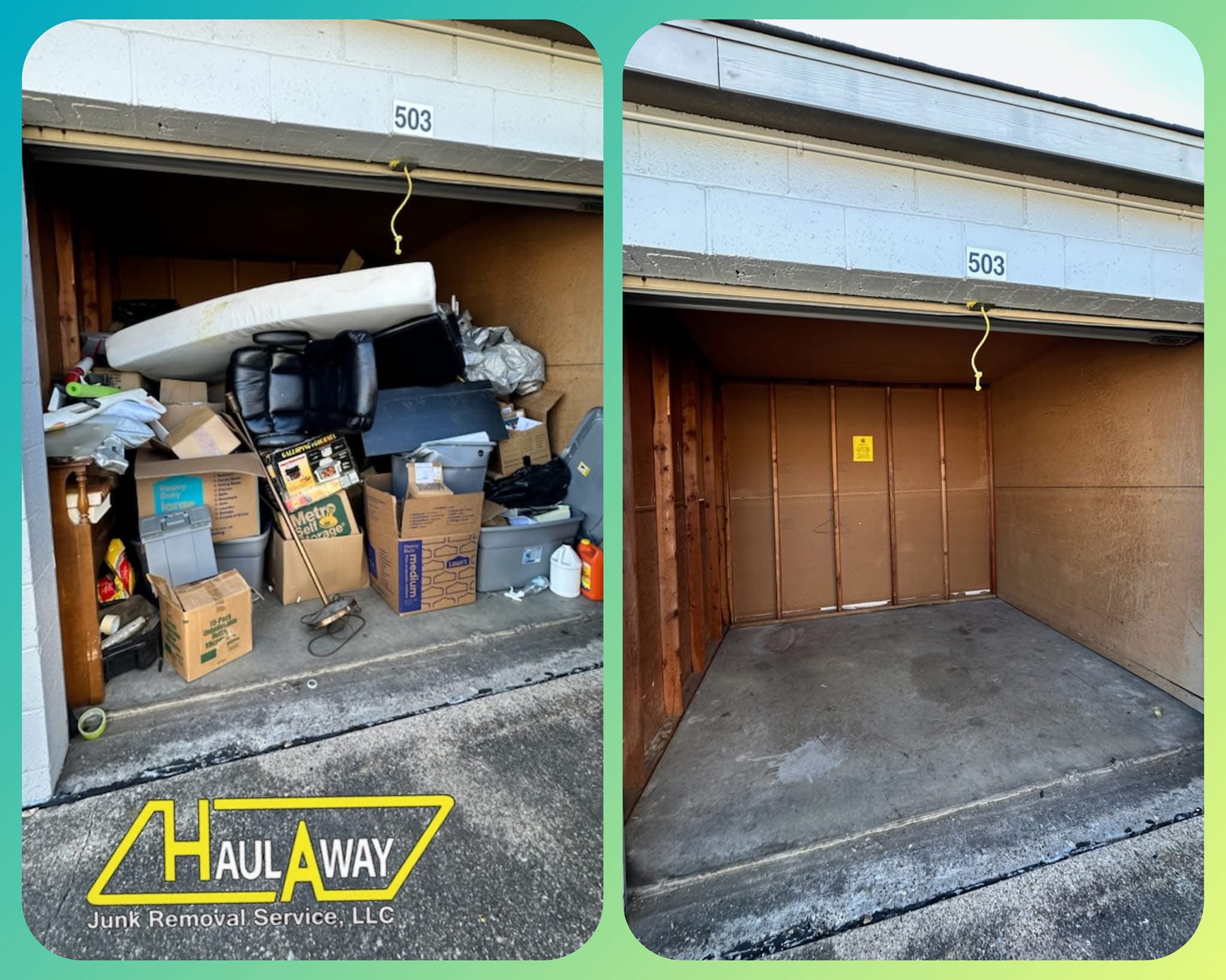 Mesquite storage junk removal — before and after