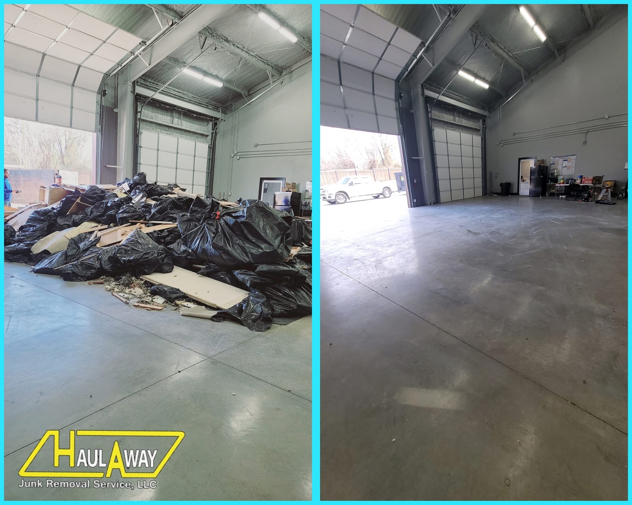 Arlington warehouse junk removal — before and after