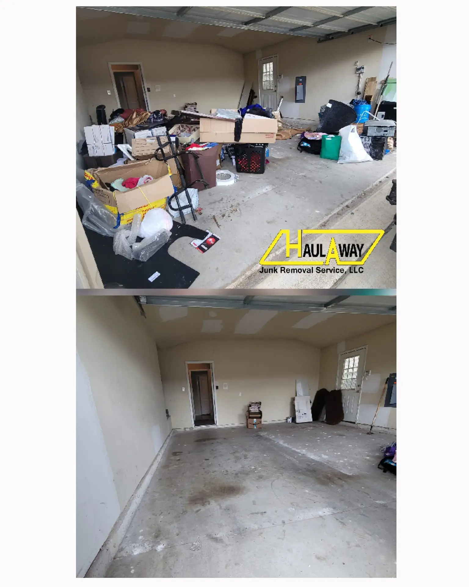 Garland garage junk removal — before and after